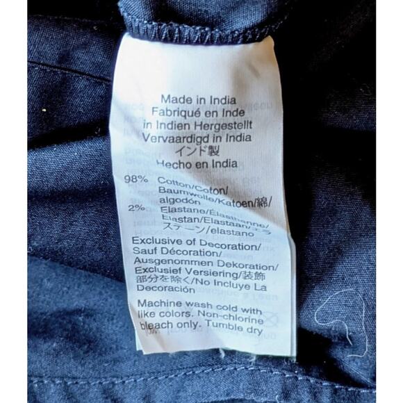 J Crew Womens Button Down Shirt 8 Slim Navy Red 3D Cherry Pom Pom Embroidery - Picture 10 of 10